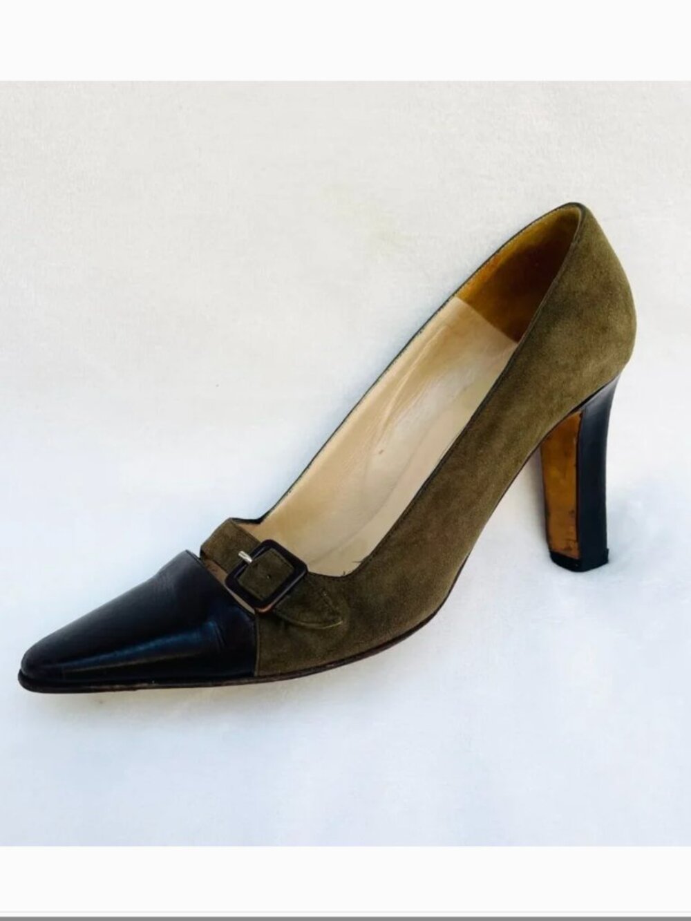Manolo Blahnik color block suede/leather vintage heels 6 - Picture 6 of 11